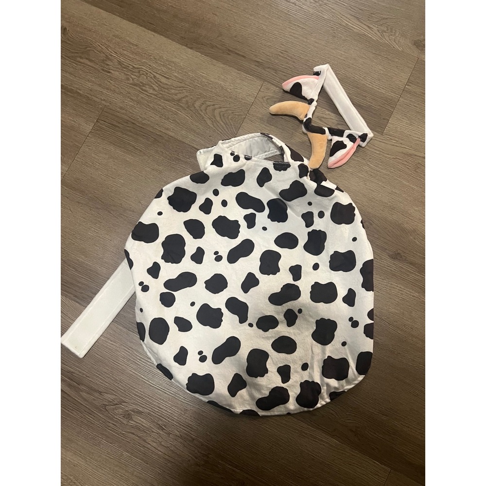 Happy Camper Cow Costume Set Plush Bubble Body Headband and Tail White Black L